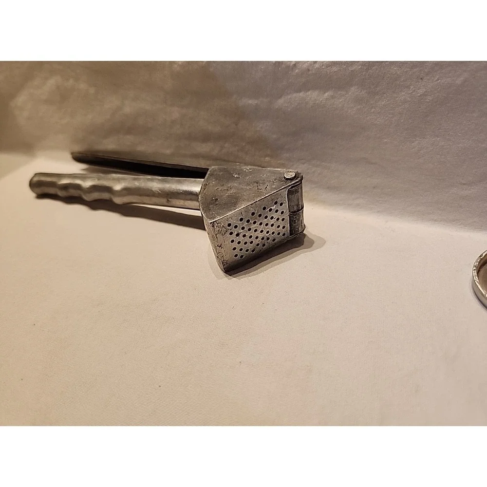 Vintage Kitchen Tool Set Tongs , Bottle Stopper And Garlic Press
